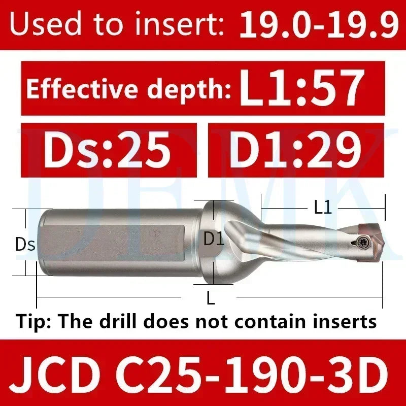 Indexable U Drill with Internal Cooling, 3D-10D, 10-25mm Diameter