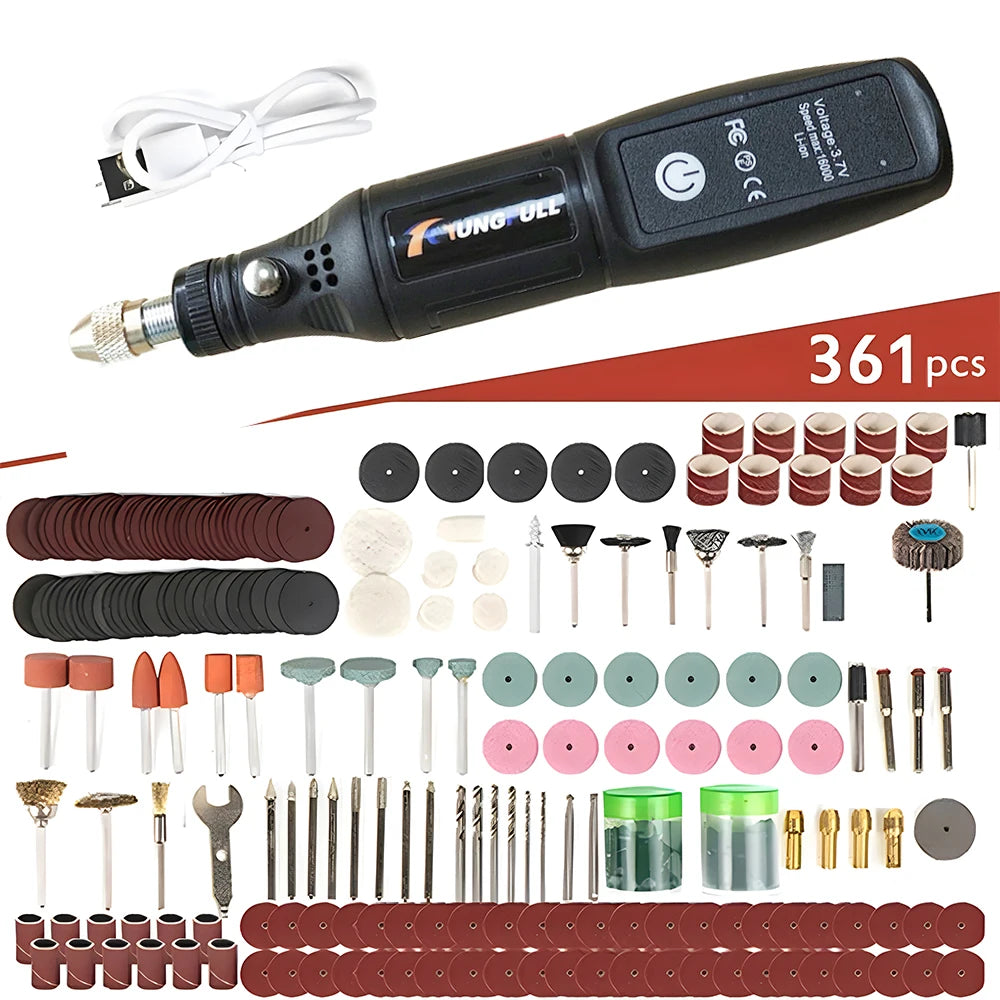 Cordless Mini Rotary Tool Kit, USB Rechargeable for Polishing & Carving