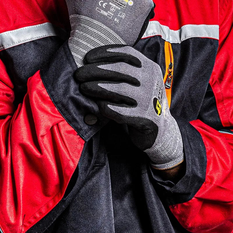 1/5 Pairs Nylon PU Nitrile Safety Coating Work Gloves Mechanic 15 Gauge Working Gloves Palm Coated Gloves