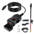 Motorcycle USB Fast Charger Waterproof USB Type C Charger 12V Power Supply Adapter with Switch Voltmeter Socket