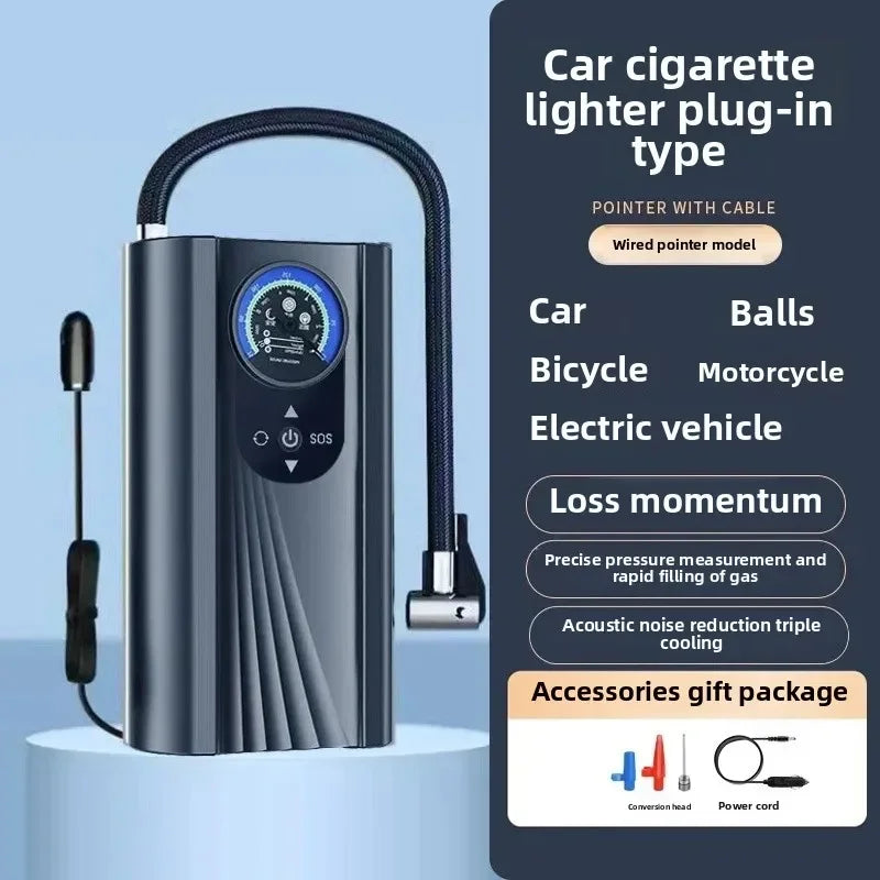 Car Air Compressor 120W 12V Mini Air Pump High Precision Portable Tyre Inflator Electric Motorcycle Pump for Motorcycle Car Bike