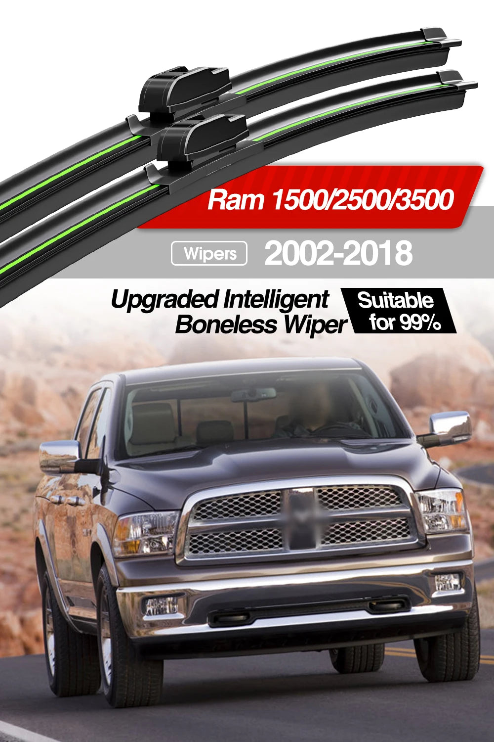 Front Windshield Wiper Blades for Dodge Ram 1500 2500 3500 2002-2018 - image 7