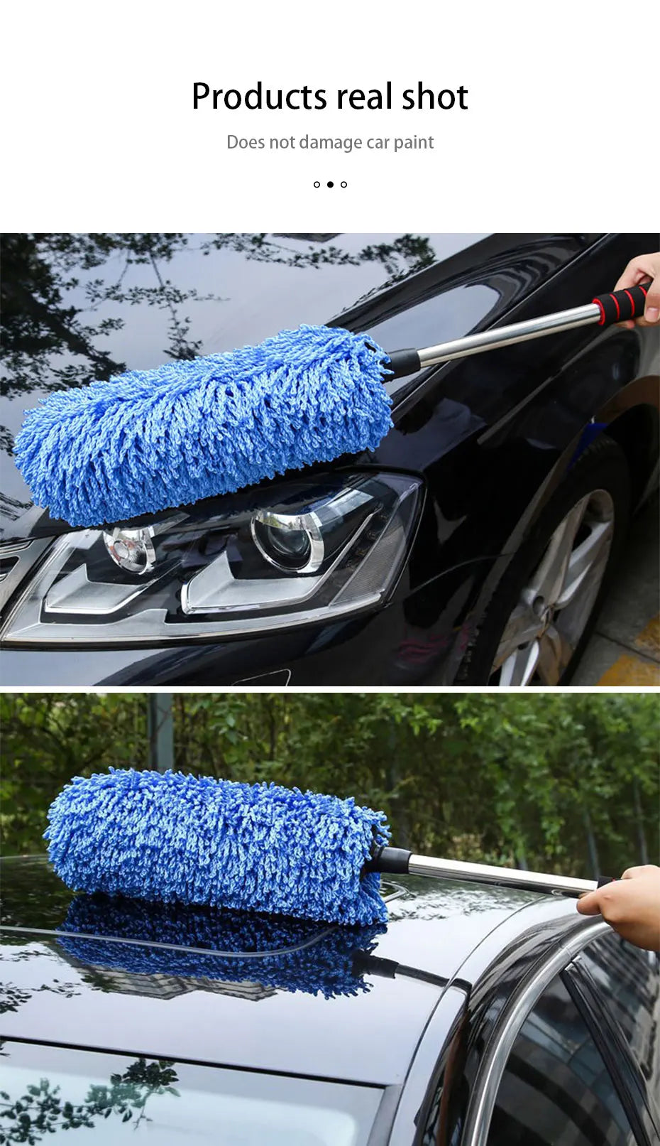 Retractable Microfiber Car Duster with Stainless Steel Handle