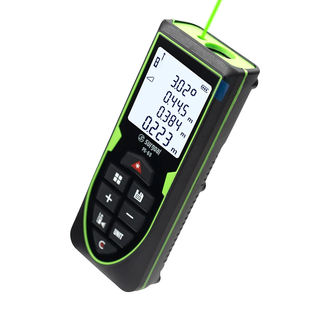 Green Laser Distance Meter 120m Rangefinder Rechargeable with Digital Level Measure Laser Tape