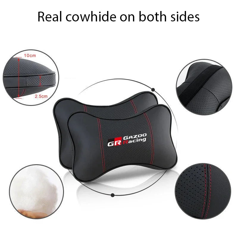 PU Leather Car Headrest Pillow Seatbelt Shoulder Pad For Toyota GR Sport GAZOO RACING Yaris Hil Corolla Car Accessories