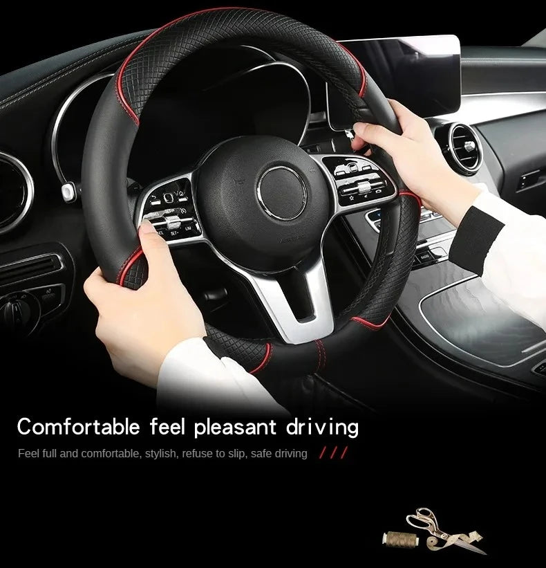 Diamond Texture Steering Wheel Cover, 14.5 to 15 Inch