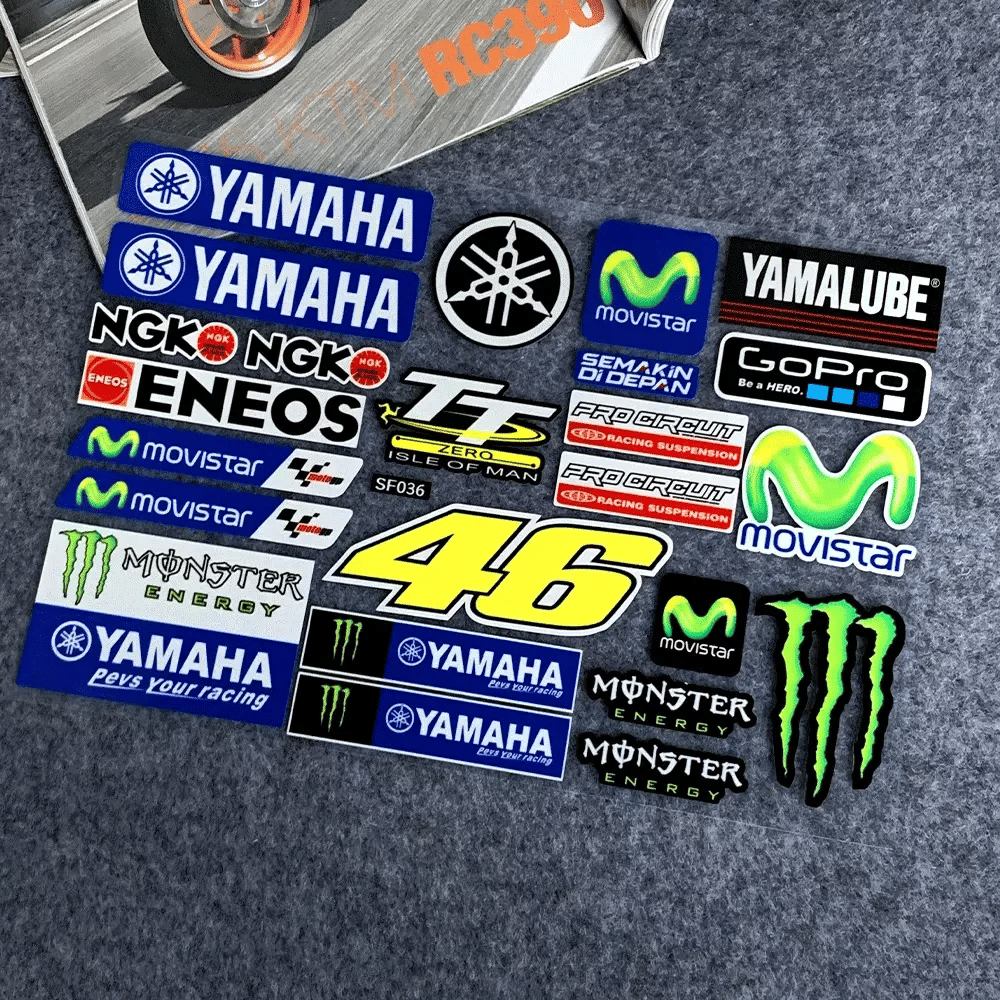 Reflective Racing-Style Motorcycle Sticker for Fuel Tank and Helmet