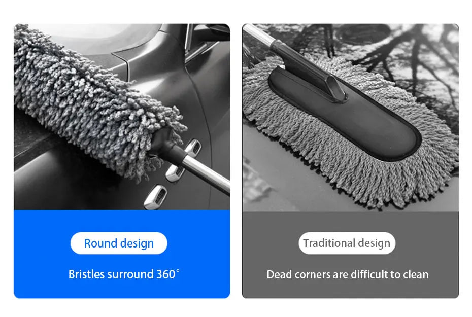 Retractable Microfiber Car Duster with Stainless Steel Handle