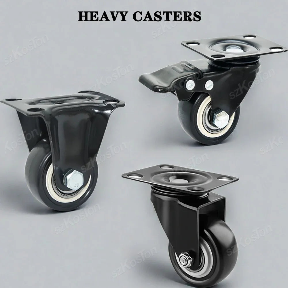 Heavy-Duty 360° Swivel Casters with Brake, 1.5/2 Inch