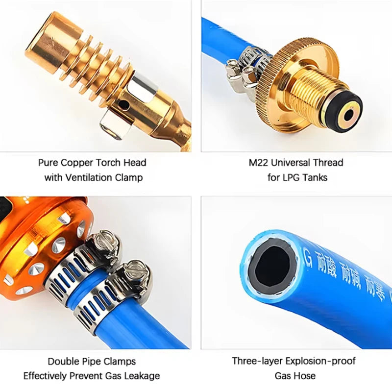 Liquid Propane Gas Welding Torch 2.5m Flame Welding Torch Alloy Welding Gun Precious Metal Smelting