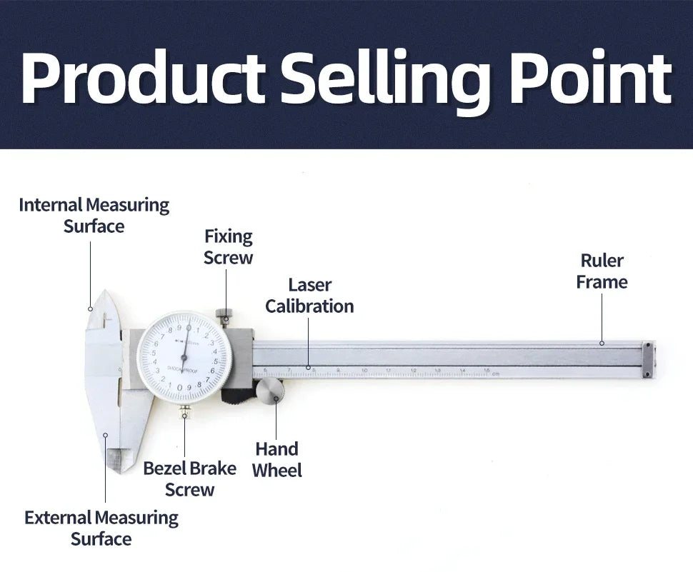 Stainless Steel Vernier Dial Caliper 0-150mm Measuring Tool - image 14