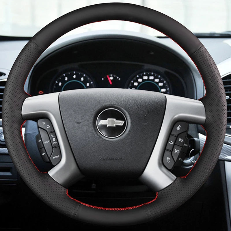 Genuine Leather Steering Wheel Cover for Chevy Silverado & GMC Sierra - image 2