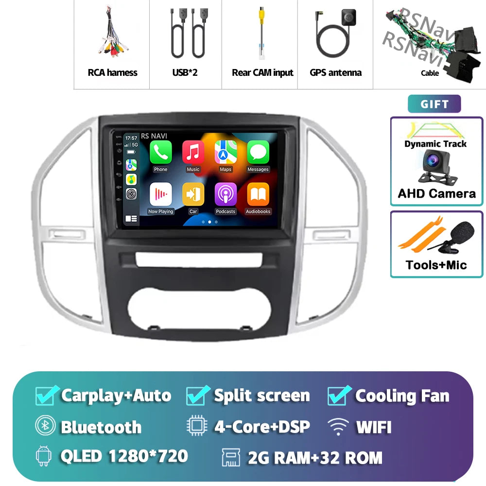 9" CarPlay Android Auto GPS Stereo for Mercedes Vito W447 - image 4