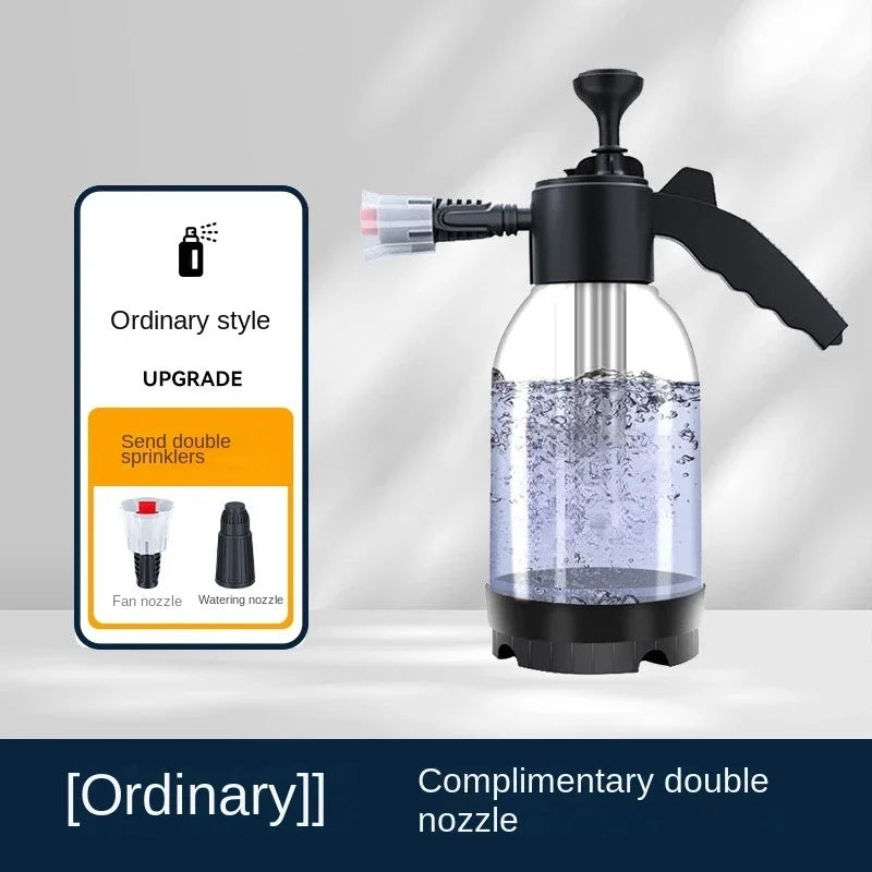 2L Hand Pneumatic Snow Foam Cannon Hand-Pump Foam Sprayer With 3 Nozzles Spray Bottle For Car Washing Window Surface Cleaning