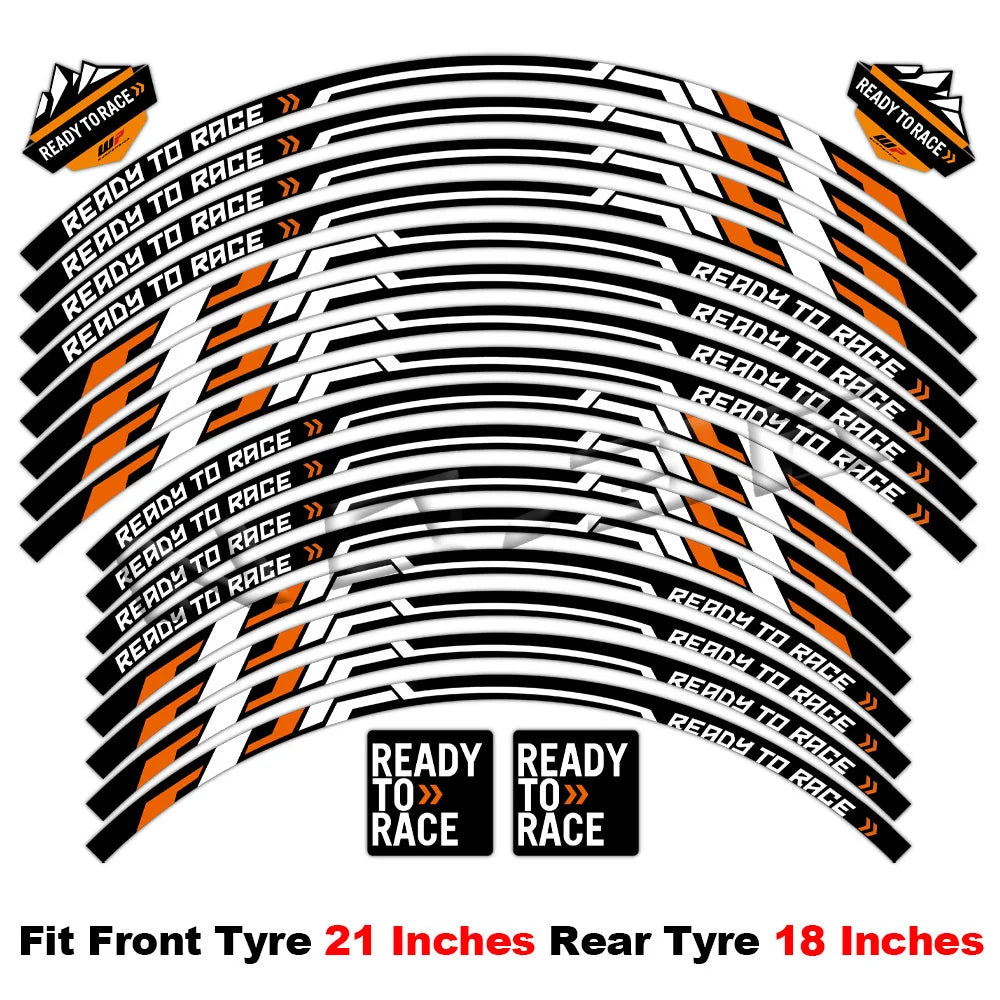 Reflective Motorcycle Rim Decal Stripe, 17-21 Inch Wheels