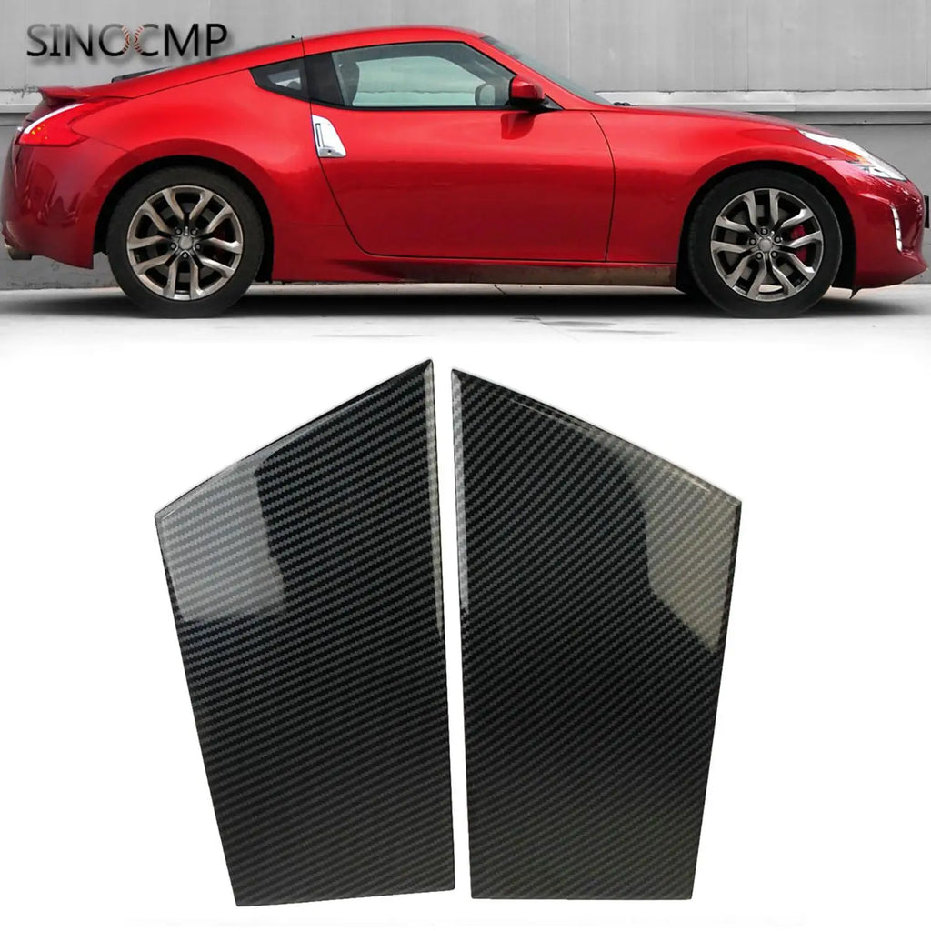 Carbon Fiber Style Window Pillar Trim Cover for Nissan 370Z 2009-2020 (2-Pack)