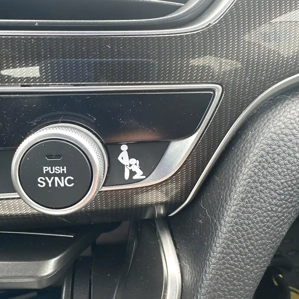 Funny Vinyl Button Stickers for Car Interior, 2-Piece