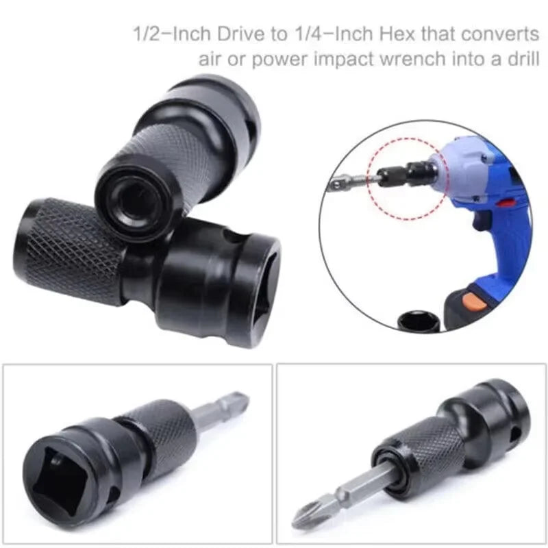 Drill Chuck Converter Socket Adapter Hex Shank 1/2"Drive To 1/4" Impact Drilling Bits Driver Quick Load Adapter For Power Tools