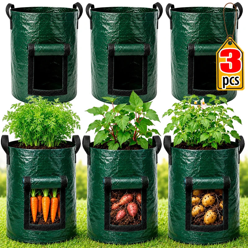 Potato Grow Bags 7/10 Gallon with Flap Window & Handles