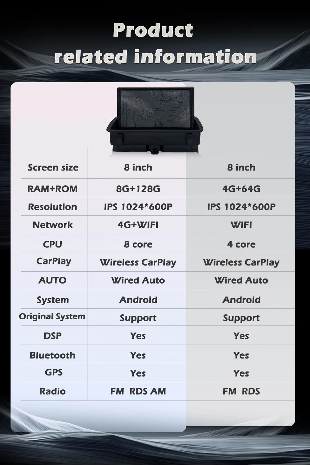 8-Inch Wireless CarPlay & Android Auto for Audi Q3 (2011-2018) - image 8
