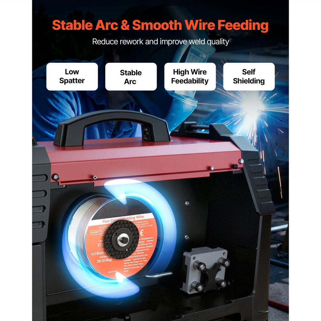 SucceBuy Flux Core MIG Welding Wire Gasless Mild Steel Welding Wire for All Position Arc Welding Self-Shielded for Outdoor Use