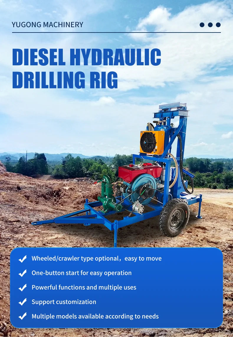 120m Portable Hydraulic Water Well Drilling Rig, Diesel Powered - view 11