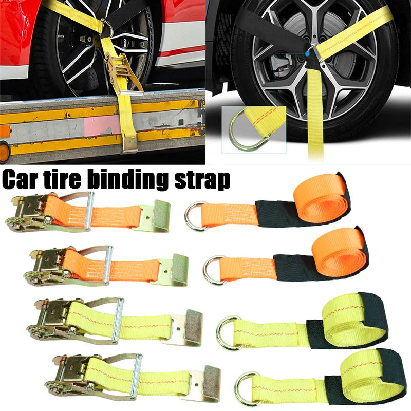 Ratchet Tie Down Strap Kit with Snap Hooks Car Tire Straps for Car Truck and Trailer