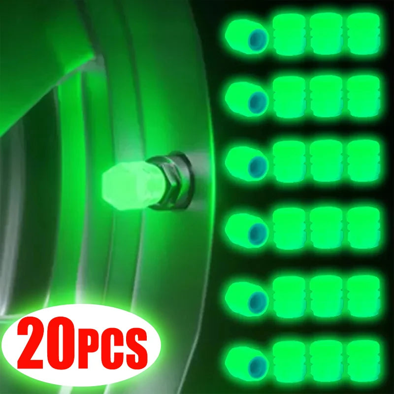 Glow in Dark Tire Valve Caps - Luminous Car Wheel Stem Covers