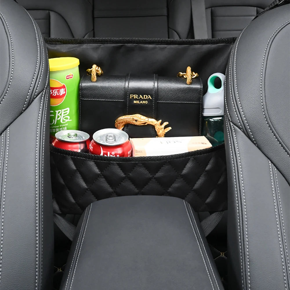 Large Car Middle Seat Storage Bag with Net Pocket