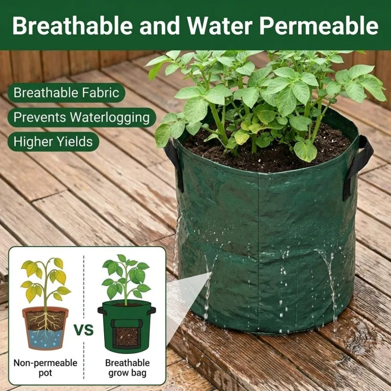 Potato Grow Bags 7/10 Gallon with Flap Window & Handles