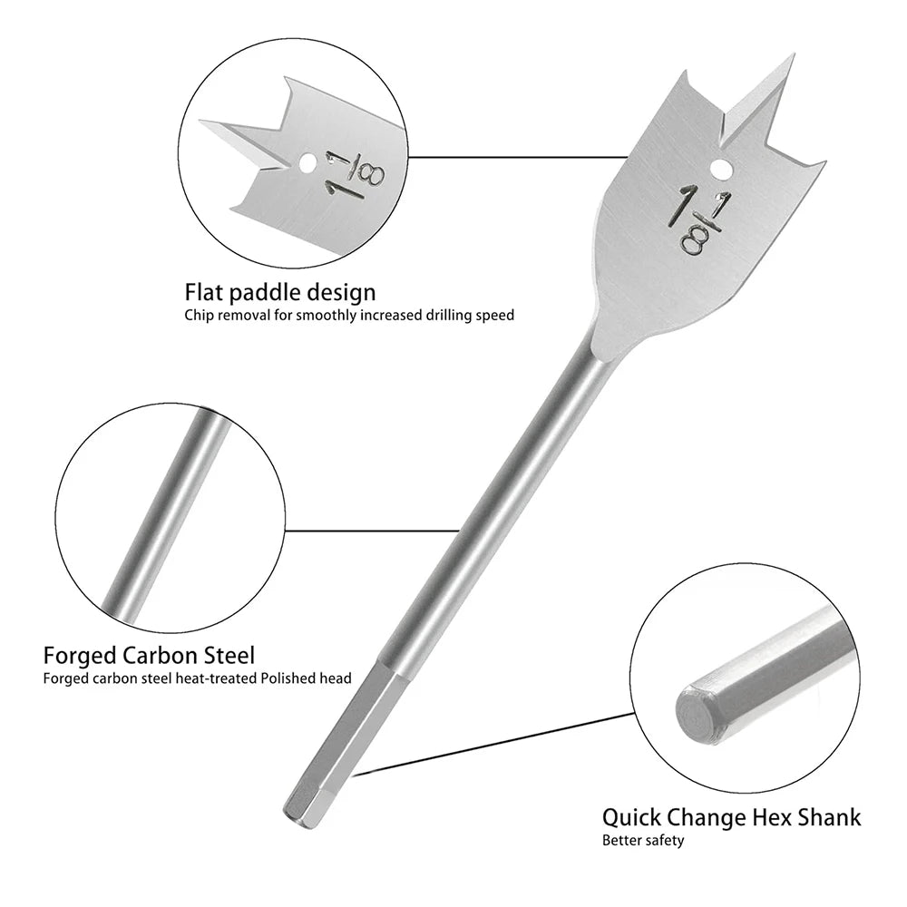 1 Set 10-20 MM Shovel Shaped Drill Bits, Woodworking Three-Point Positioning Flat Drill Bits, and Quick Woodworking Drill Tool K