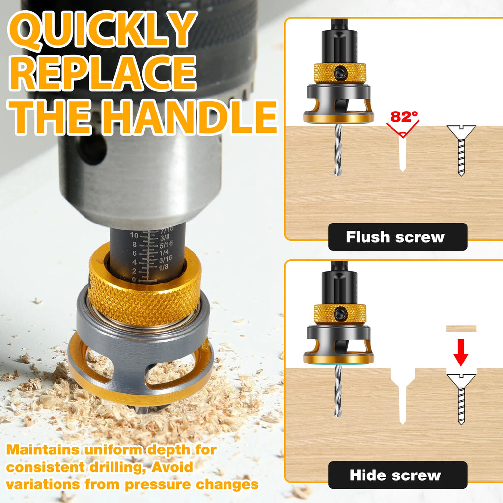 Woodworking Limit Four Edge Countersink Drill High-Speed Steel Drill Adjustable Depth Step Drill Screw Countersink Drill Bit