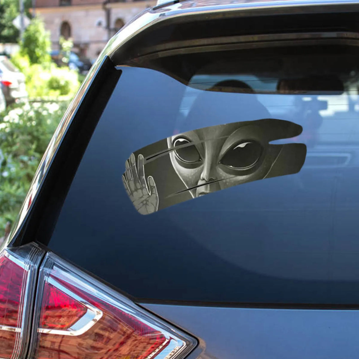 Cracked Alien Car Sticker, Waterproof Vinyl 30x10 cm
