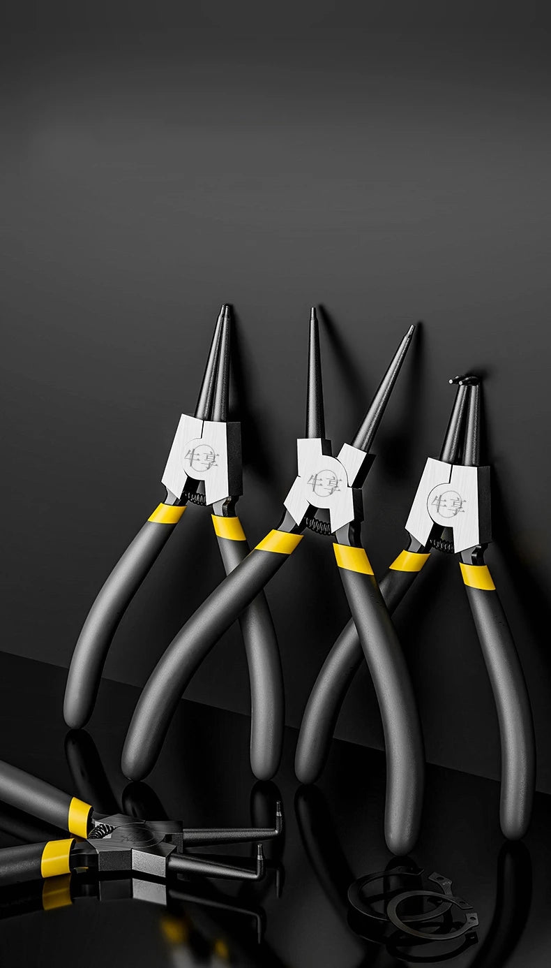 6/7 inch 4pcs/set Circlip Pliers,Needle Nose Pliers，Retaining Ring Pliers，for Removing Installing Puller Locking Rings Shafts