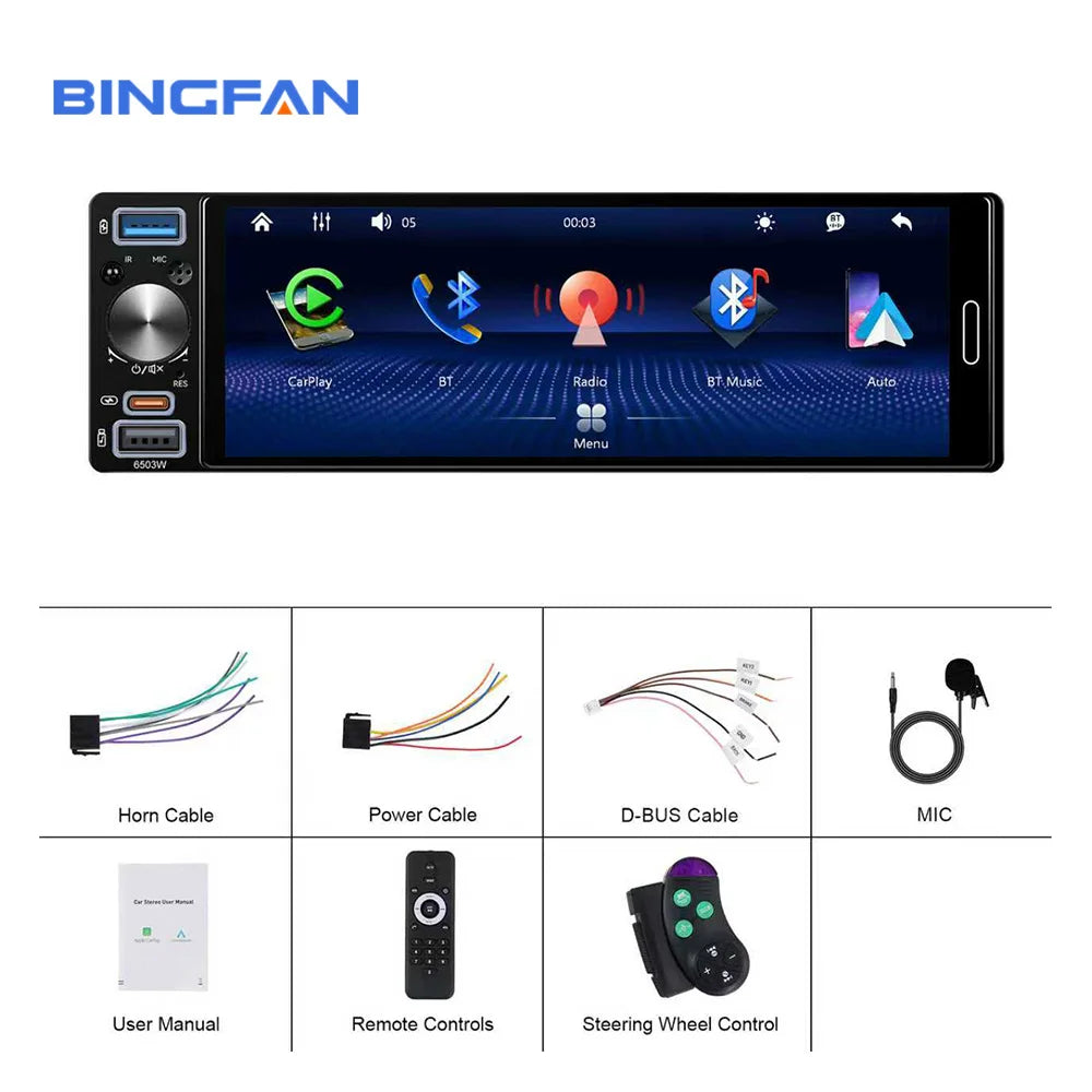 6.5-Inch Bluetooth Car Stereo with CarPlay & Android Auto - image 6