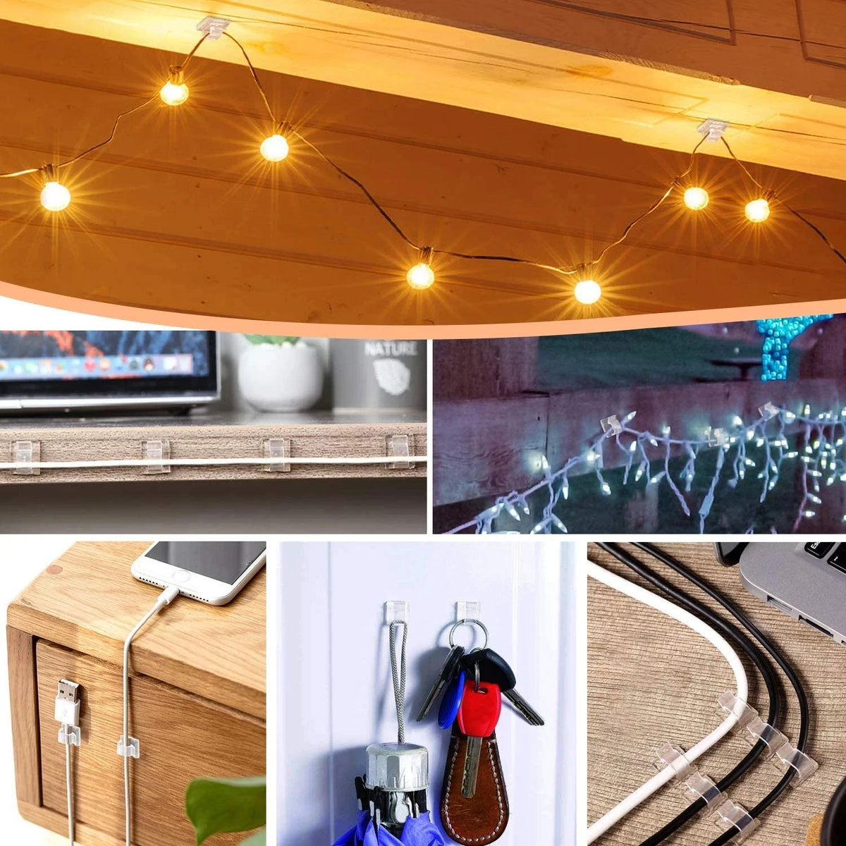 50-Piece Wall-Mounted Cable Organizer Clips