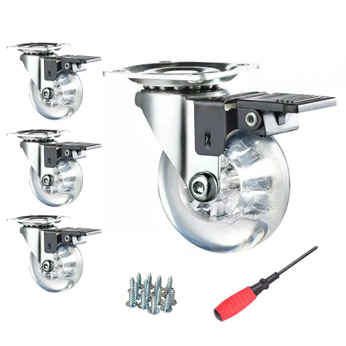 3-Inch Swivel Caster Wheels with Brake, Set of 4 – 800 lbs