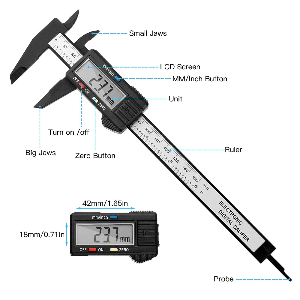 6-Inch Digital Vernier Caliper 0–150mm – 0.1mm Accuracy