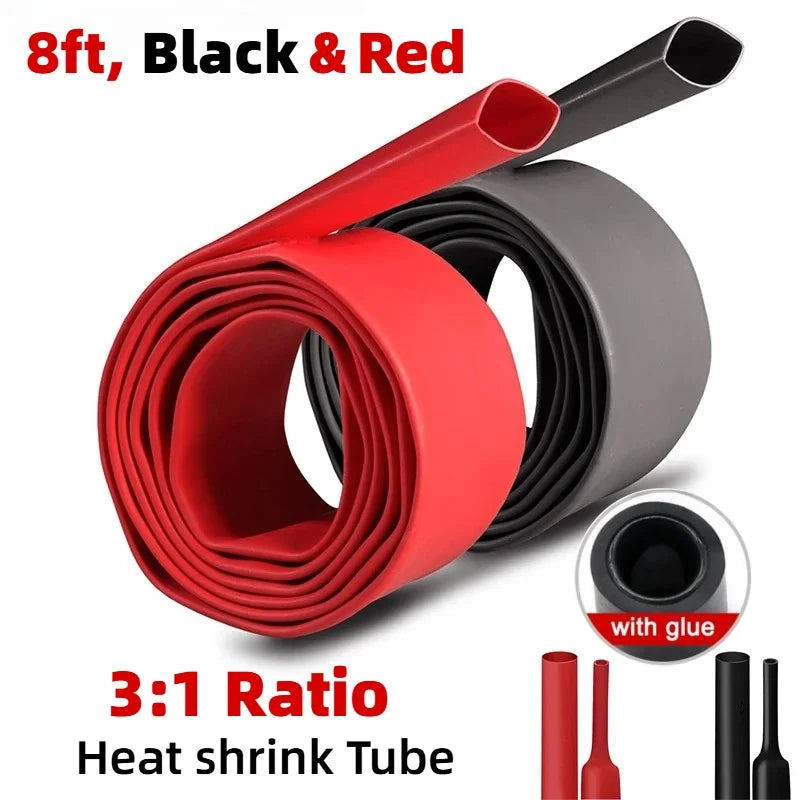 8ft/ 2.4m Length Heat Shrink Tubing Kit, 3:1 Heat Shrink, Large Marine Dual Wall Adhesive Shrinkable Wire Wrap Tube.