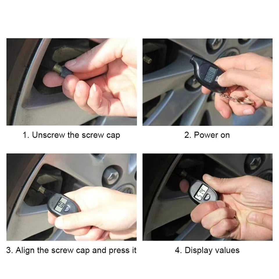 Tire Gauge Digital With LCD Display Motorcycle Tire Air Pressure Tester Meter Auto Car  Tire Safety Alarm Testing Tools