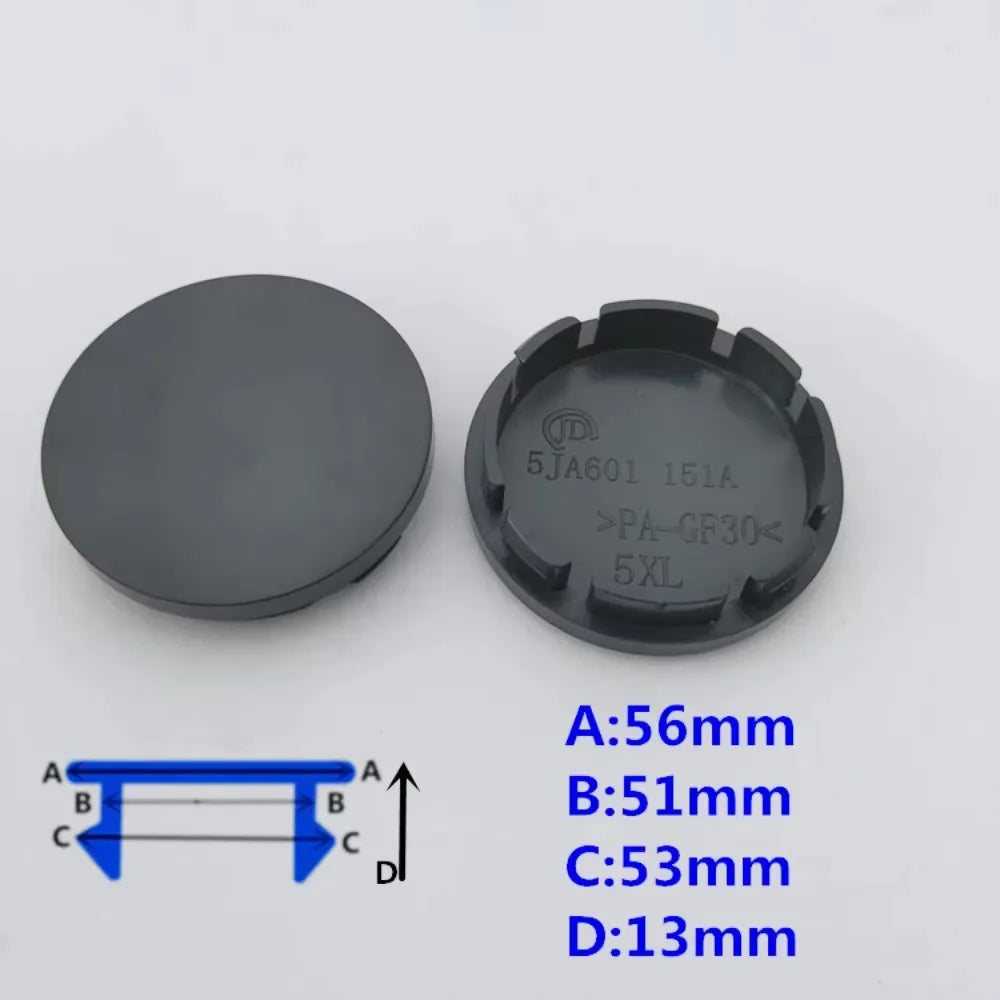 56mm Blank ABS Wheel Center Caps, Universal 4-Pack - image 2
