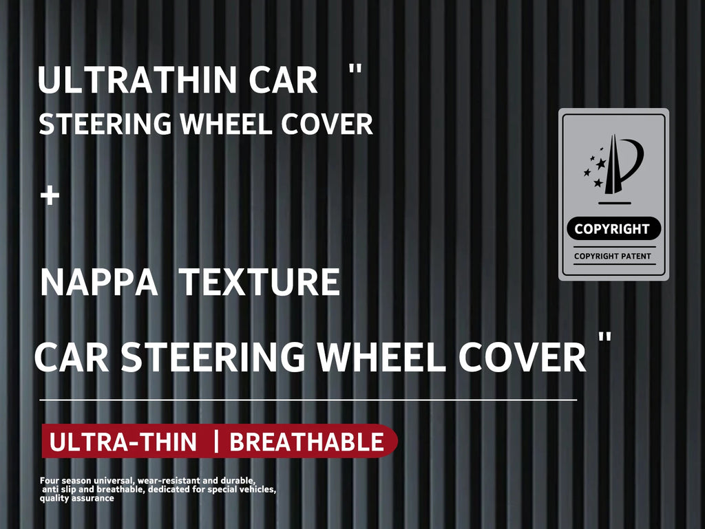 Ultra-Thin Faux Leather Steering Wheel Cover, 38cm, D or O Shape