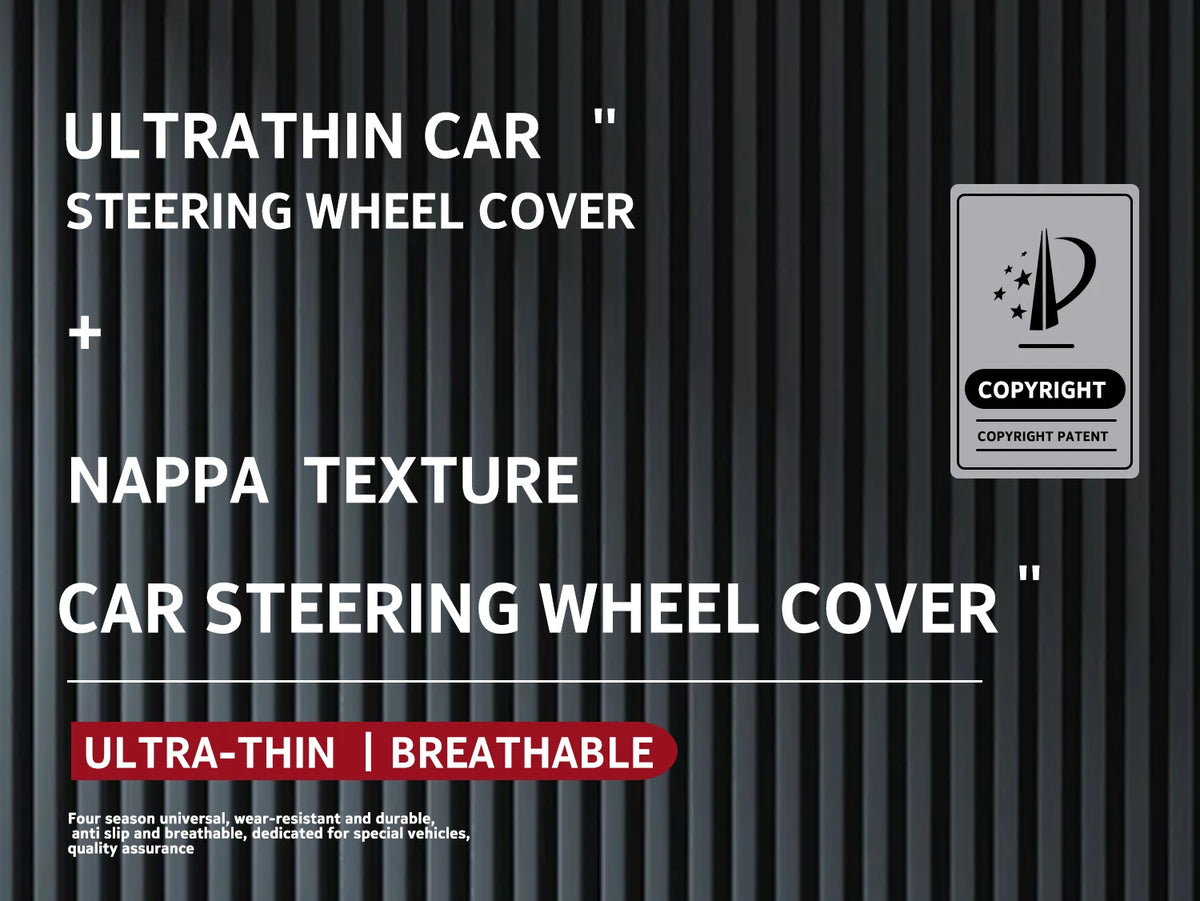 Ultra-Thin Faux Leather Steering Wheel Cover, 38cm, D or O Shape