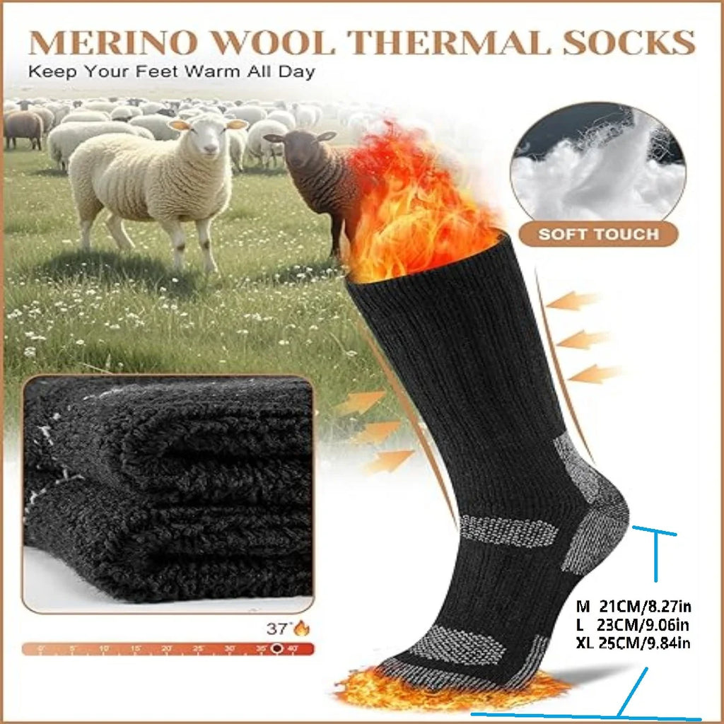 Merino Wool Thermal Boot Socks, 3 Pairs – Hiking & Work
