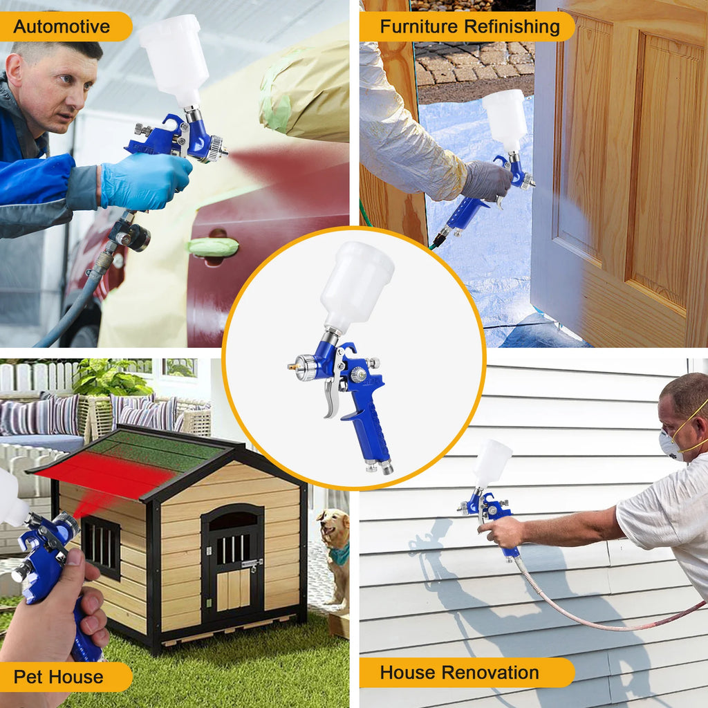 Mini Air Paint Spray Gun H-2000A Professional HVLP Mini Paint Spray Gun 0.8/1.0mm Nozzle F Painting Car Aerograph Pneumatic Gun