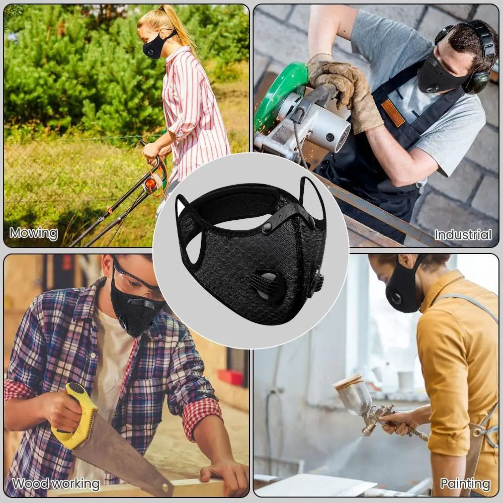 Breathable Ergonomic Dust Mask Nose Clamp Adjustable Respirator Mask Anti-Dust Washable Activated Carbon Filters Construction
