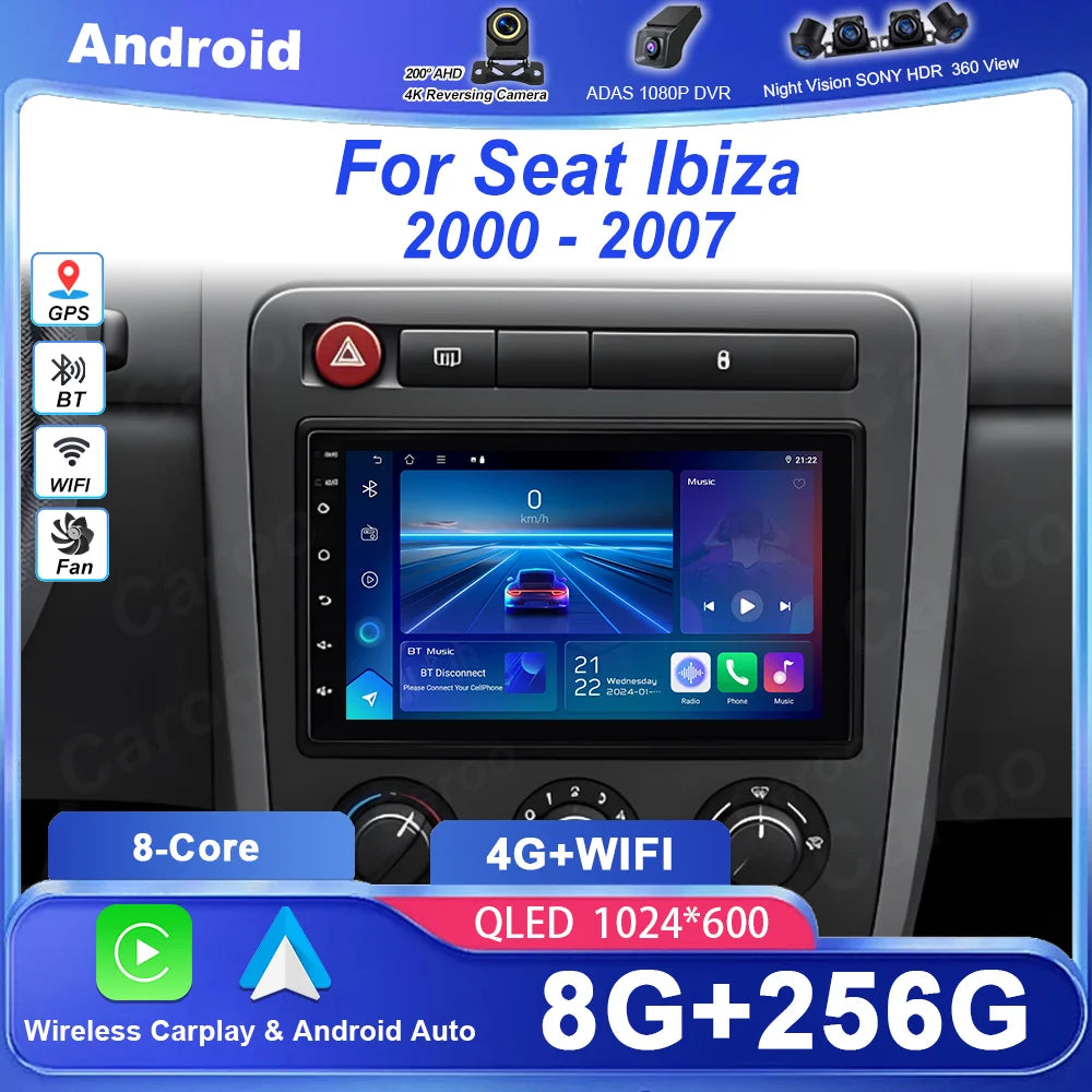 7-Inch Android Car Radio with CarPlay & Android Auto for Seat Ibiza