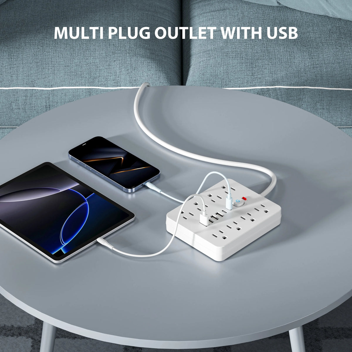 8-Outlet Surge Protector Power Strip with 6 USB Ports & 5ft Cord