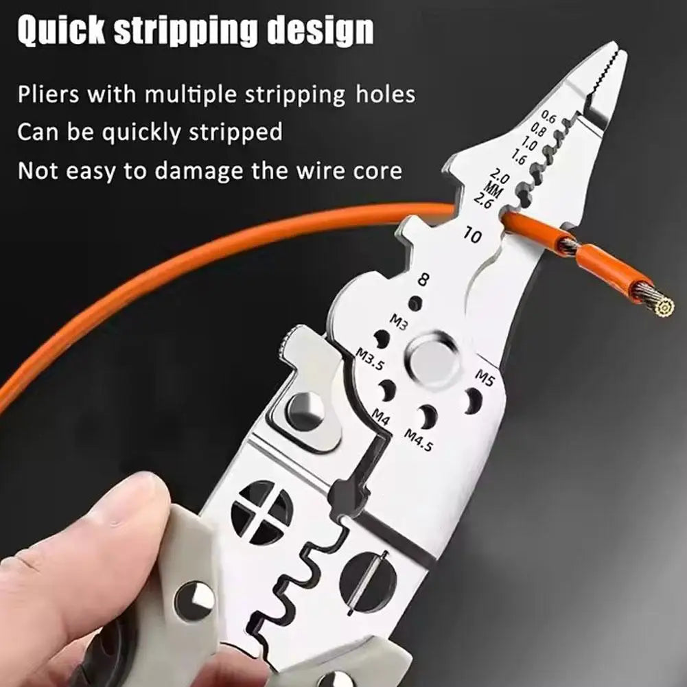 Electrician Wire Stripper Multifunctional Non-slip Decrustation Pliers Adjustable Electrical Wire Stripping Tool Wire Stripper