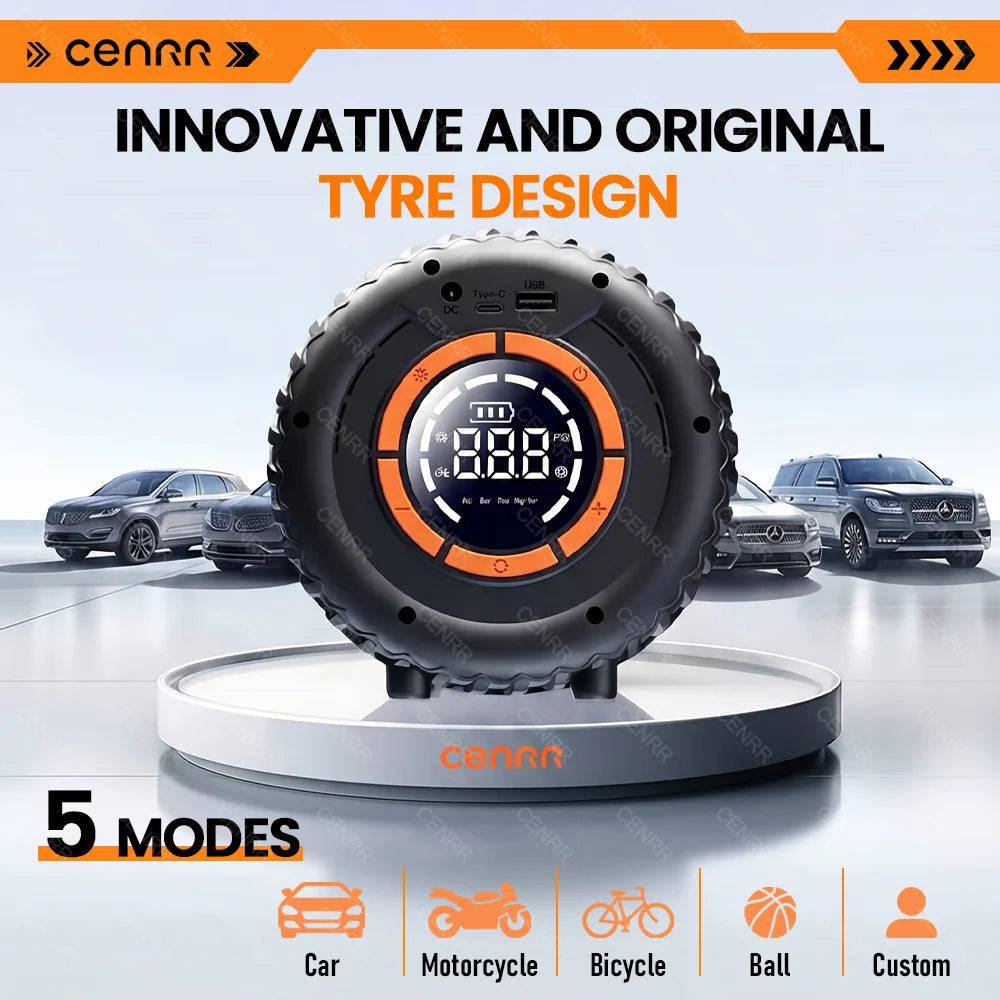 Tyre Design Car Tire Inflator Portable Air Pump Electric Air Pressure Injector Wireless Air Compressor Powerful Tyre Inflator